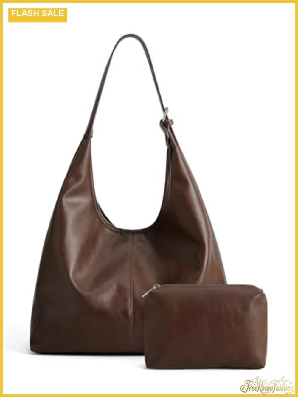 Women's Vegan Leather Hobo Bag - Soft Slouchy Shoulder Tote with Pouch